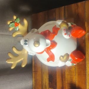 Fitz & Floyd Omnibus Ceramic Whimsical Reindeer Pitcher Vintage 1987